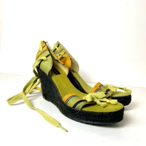Emporio Armani Striped Lace-Up Platform Espadrille Sandals