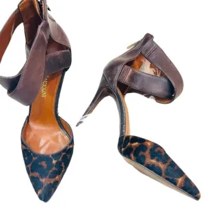 Enzo Angiolini Eaflio Dark brown pony hair animal print Slingback Pumps Size 6