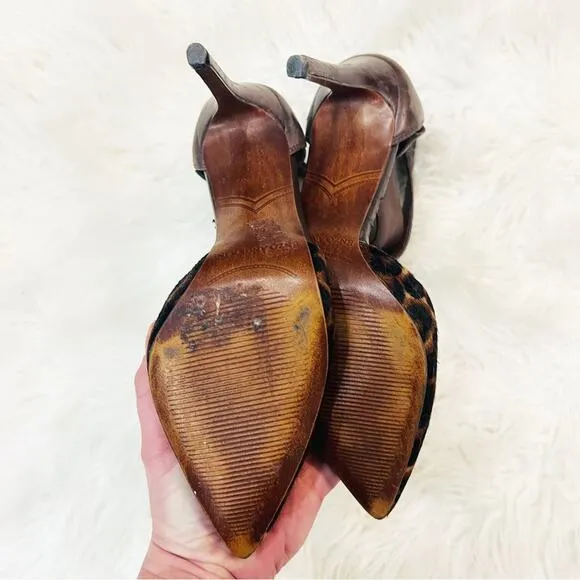 Enzo Angiolini Eaflio Dark brown pony hair animal print Slingback Pumps Size 6