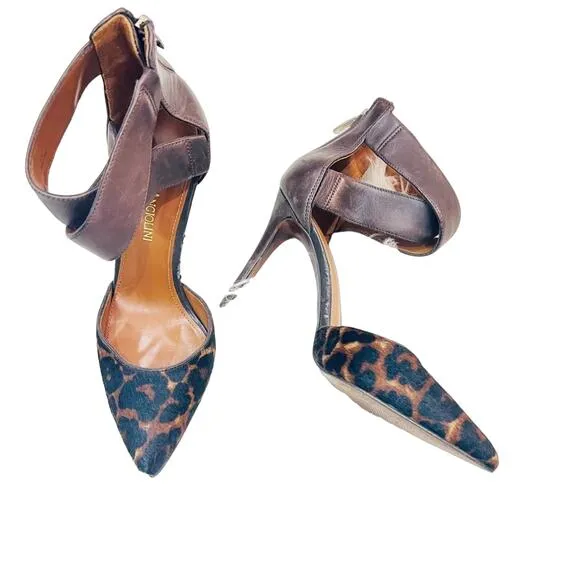 Enzo Angiolini Eaflio Dark brown pony hair animal print Slingback Pumps Size 6