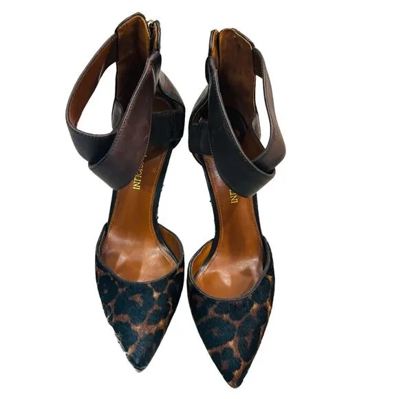 Enzo Angiolini Eaflio Dark brown pony hair animal print Slingback Pumps Size 6