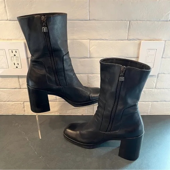 Enzo Angiolini sz 10 Avow black leather block heel ankle boots