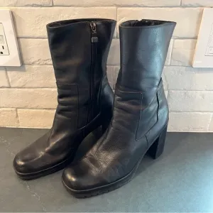 Enzo Angiolini sz 10 Avow black leather block heel ankle boots