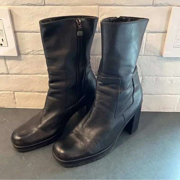 Enzo Angiolini sz 10 Avow black leather block heel ankle boots