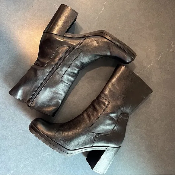 Enzo Angiolini sz 10 Avow black leather block heel ankle boots