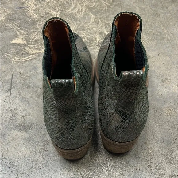 Eric Michael Green and Brown Ankle Boots with Snakeskin Texture
