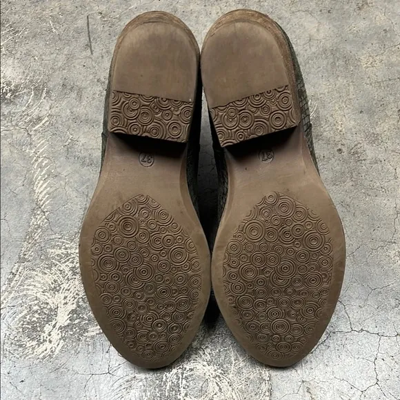 Eric Michael Green and Brown Ankle Boots with Snakeskin Texture