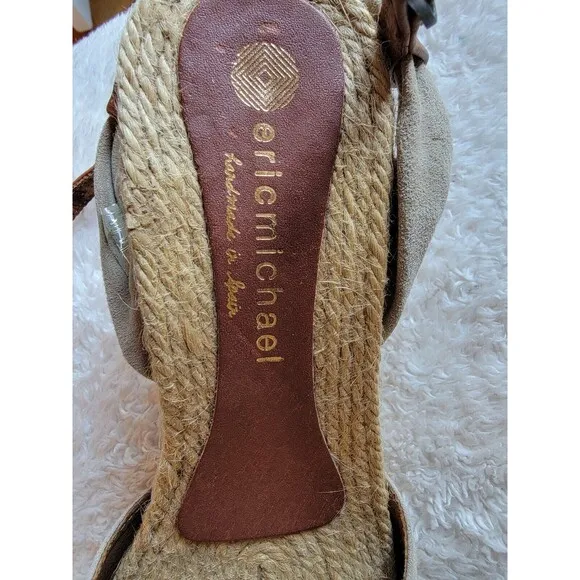 Eric Michael Handmade In Spain Espadrille Wedge Sandals Size 40 EU 9 US