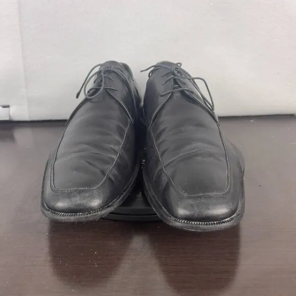 Ermenegildo Zegna Derby Dress Shoes Black Leather Mens Size 12 Distressed