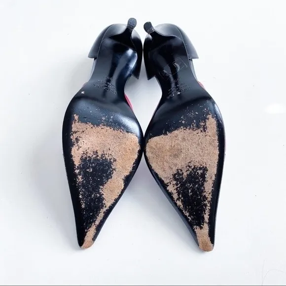 ESCADA Vintage Block Spectator Black Red Heels