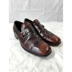 E.T. Wright Cordovan Monk Strap Vintage Brown Leather Dress Shoes Size 10.5C