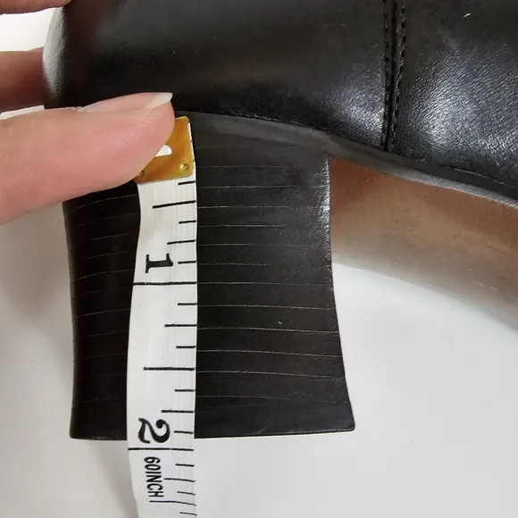 Etienne Aigner Black Leather Low Heeled Tall Boots Size 10.5