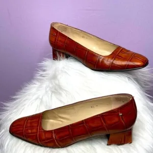 Etienne Aigner Leather Block Heel Square Toe