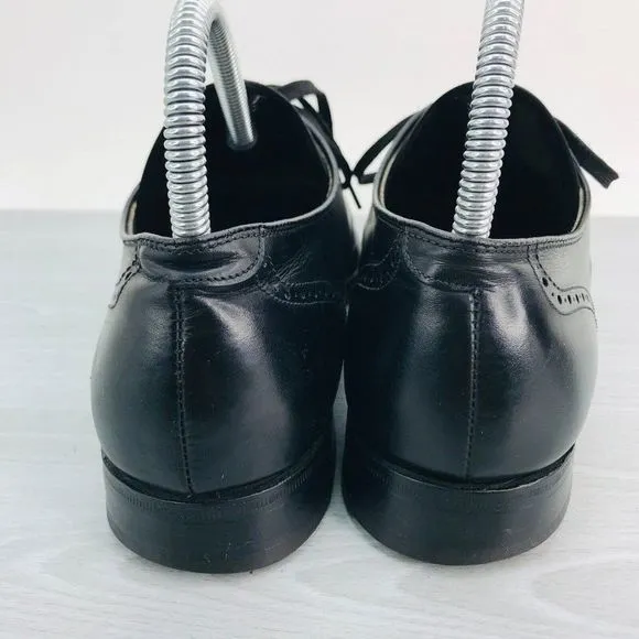 ET Wright Mens Size 10.5‎ B Dress Shoes Black Leather Wingtip Lace Up Shoes