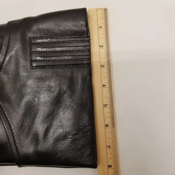 EUC Diba True Size 9M Ridding Boots Black Leather Knee High Poppy Seed Low Heel