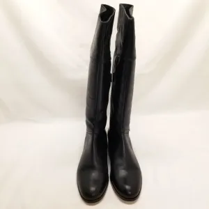EUC Diba True Size 9M Ridding Boots Black Leather Knee High Poppy Seed Low Heel