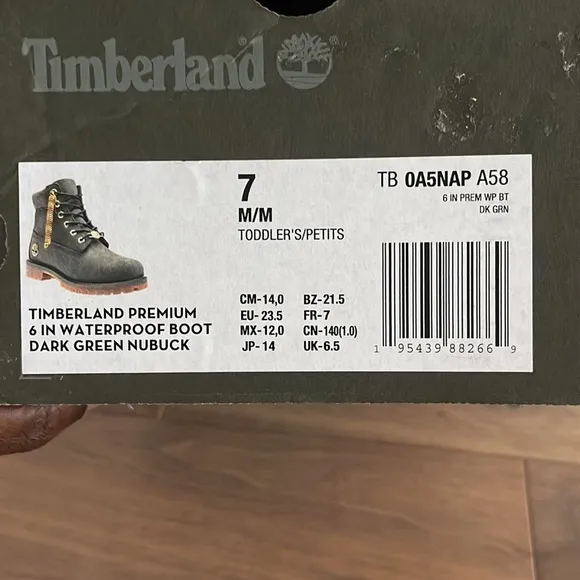 EUC IB Sz 7 Toddler Dark Green Timberland Boots