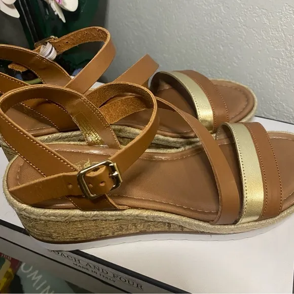 EUC In a Box Coach and Four Platform Espadrille Sandals in Luggage - Size 7
