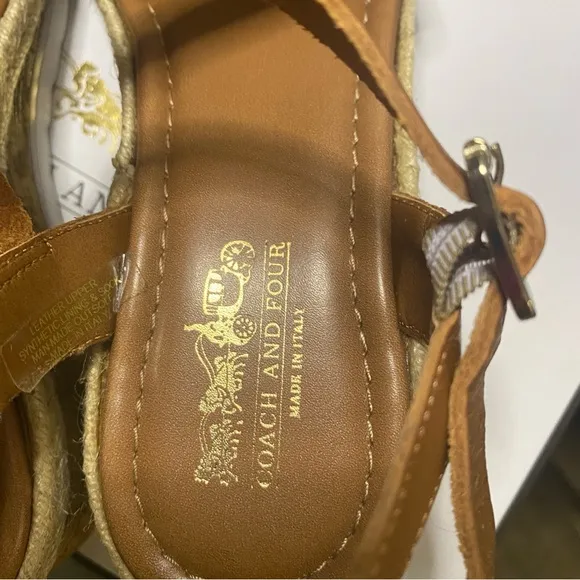 EUC In a Box Coach and Four Platform Espadrille Sandals in Luggage - Size 7