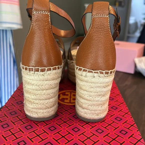 EUC Tory Burch Ines Cage Wedge Espadrille 80MM