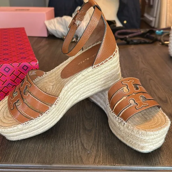 EUC Tory Burch Ines Cage Wedge Espadrille 80MM