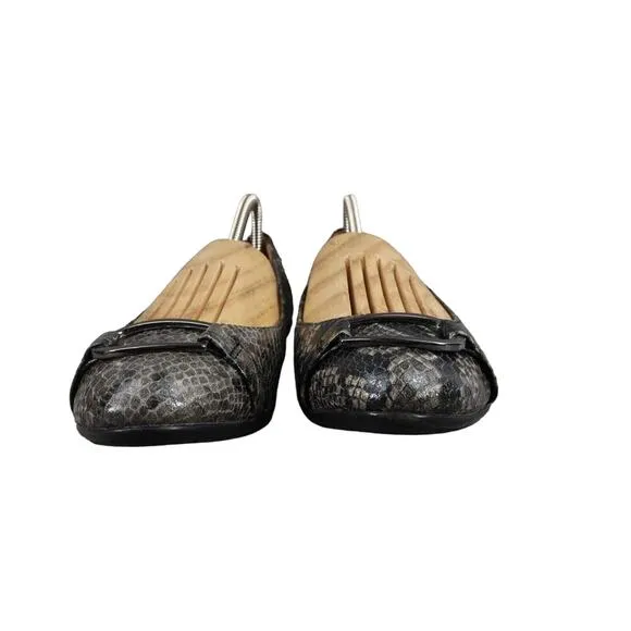 EuroSoft Shoes Womens 8.5 Flats Fashion Ballet Beverly Dark Grey Snake Career