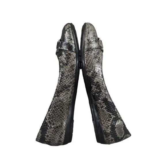 EuroSoft Shoes Womens 8.5 Flats Fashion Ballet Beverly Dark Grey Snake Career
