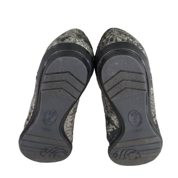 EuroSoft Shoes Womens 8.5 Flats Fashion Ballet Beverly Dark Grey Snake Career