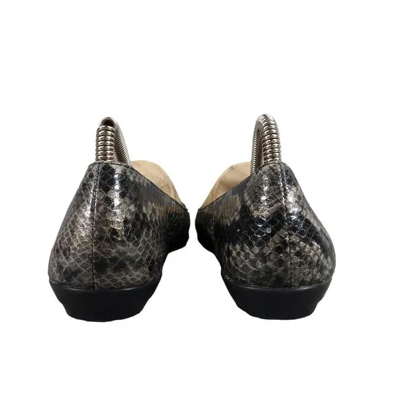EuroSoft Shoes Womens 8.5 Flats Fashion Ballet Beverly Dark Grey Snake Career