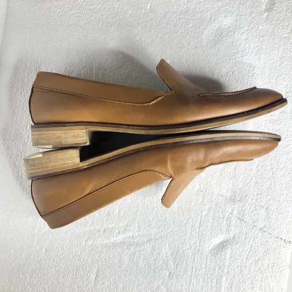 Everlane Loafer Tan Leather Made in Italy Almond Point Toe Slip On Shoes 8