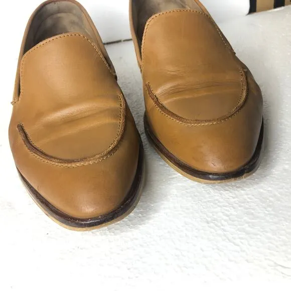 Everlane Loafer Tan Leather Made in Italy Almond Point Toe Slip On Shoes 8