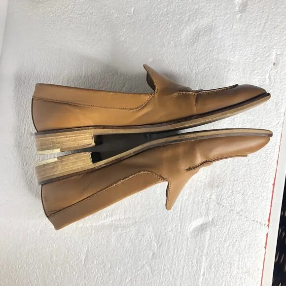 Everlane Loafer Tan Leather Made in Italy Almond Point Toe Slip On Shoes 8