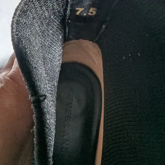 Everlane The Boss Boot ReKnit Black Pointed Toe Block Heel Ankle Booties Sz 7.5
