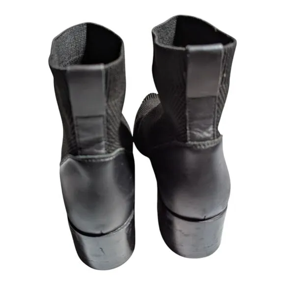 Everlane The Boss Boot ReKnit Black Pointed Toe Block Heel Ankle Booties Sz 7.5