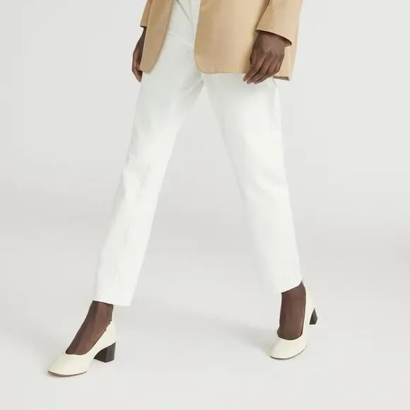EVERLANE The Day Heel White Bone Stacked Shoes Slip On Italian Leather 9.5 NEW