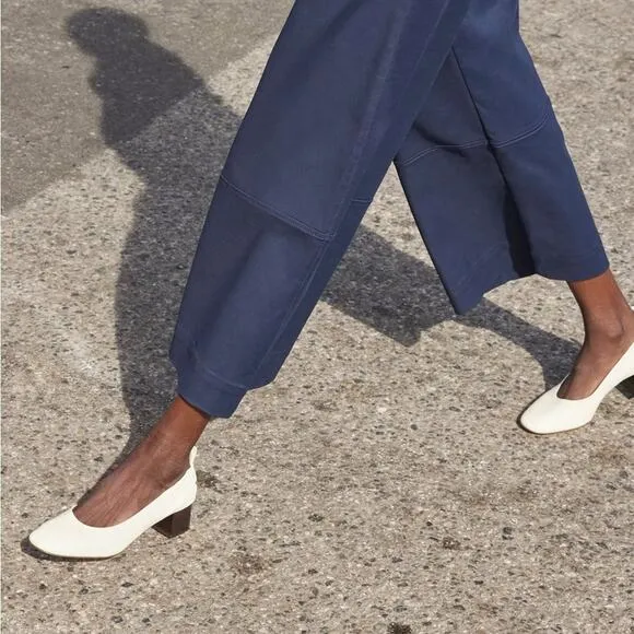 EVERLANE The Day Heel White Bone Stacked Shoes Slip On Italian Leather 9.5 NEW