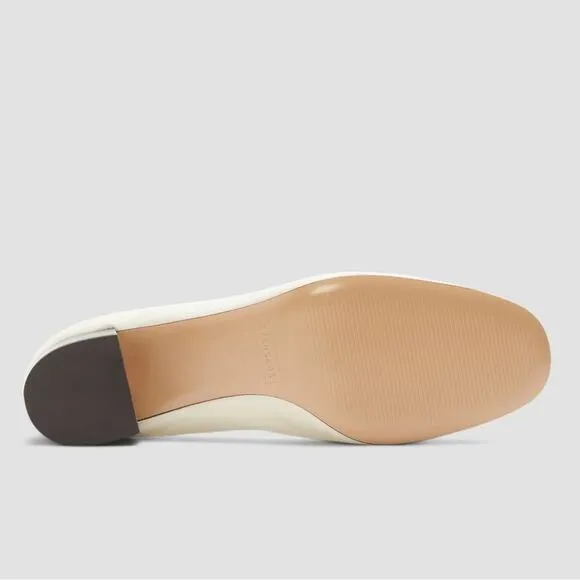 EVERLANE The Day Heel White Bone Stacked Shoes Slip On Italian Leather 9.5 NEW