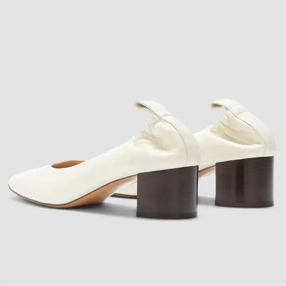 EVERLANE The Day Heel White Bone Stacked Shoes Slip On Italian Leather 9.5 NEW