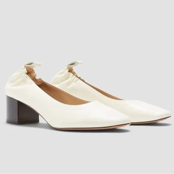 EVERLANE The Day Heel White Bone Stacked Shoes Slip On Italian Leather 9.5 NEW