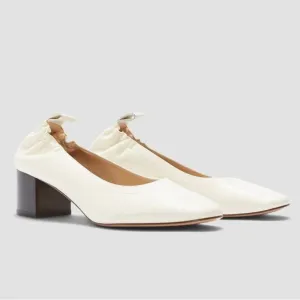 EVERLANE The Day Heel White Bone Stacked Shoes Slip On Italian Leather 9.5 NEW