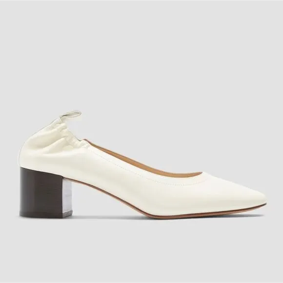 EVERLANE The Day Heel White Bone Stacked Shoes Slip On Italian Leather 9.5 NEW