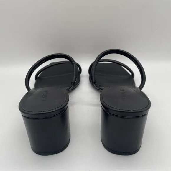 Everlane The Double Strap Heel Women 10.5 Black Slip On Leather Square Toe Block