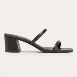 Everlane The Double Strap Heel Women 10.5 Black Slip On Leather Square Toe Block