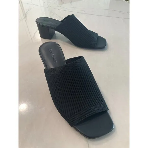 Everlane The Glove Mules in ReKnit Black 8.5 New Womens Slides Sandals Heels
