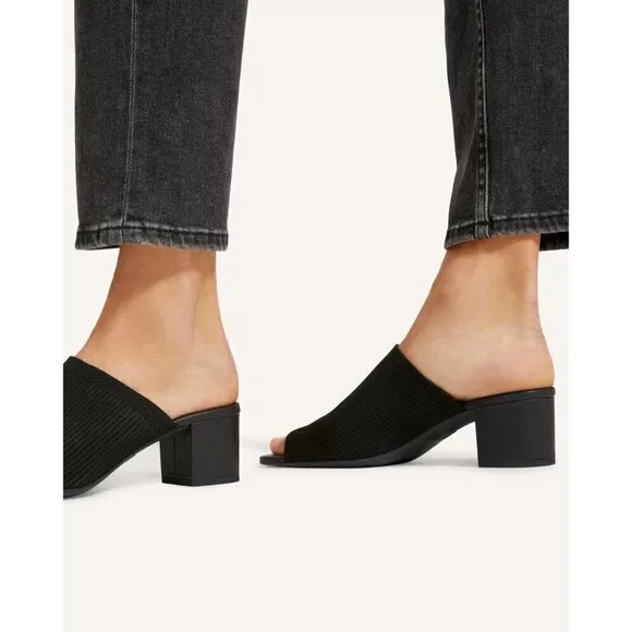 Everlane The Glove Mules in ReKnit Black 8.5 New Womens Slides Sandals Heels