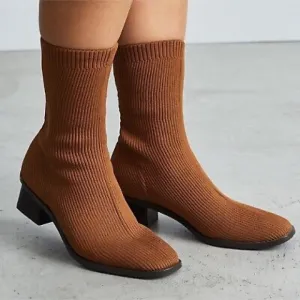 Everlane The High-Ankle Glove Boot in ReKnit Toffee Brown • Size 8