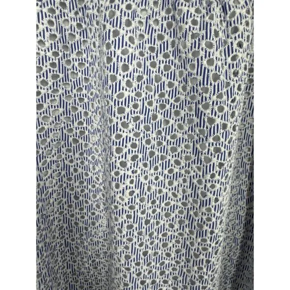 Everlane Tiered Eyelet Dress, Blue, White, Size Small