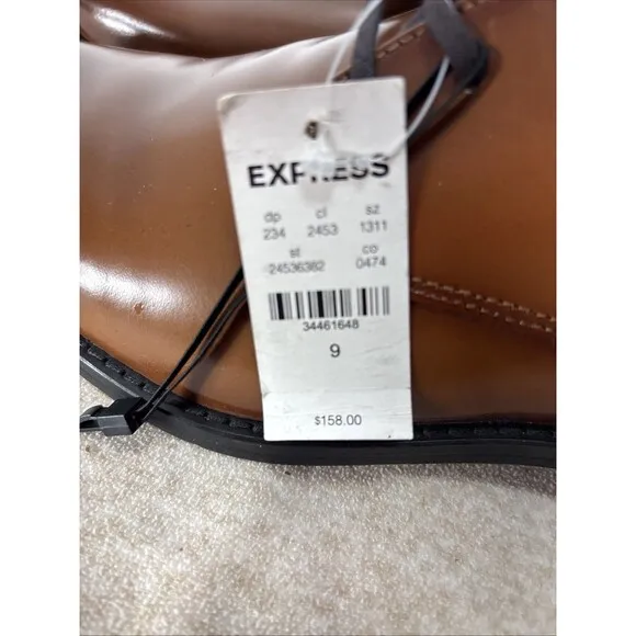 Express Shoes Mens Size 9 Brown Leather Oxford Dress Shoe Lace Up Leanther Lined
