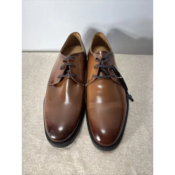 Express Shoes Mens Size 9 Brown Leather Oxford Dress Shoe Lace Up Leanther Lined