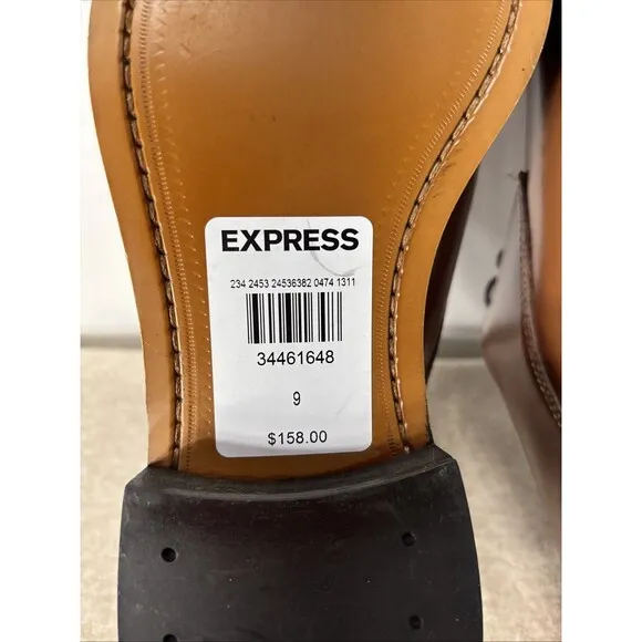 Express Shoes Mens Size 9 Brown Leather Oxford Dress Shoe Lace Up Leanther Lined